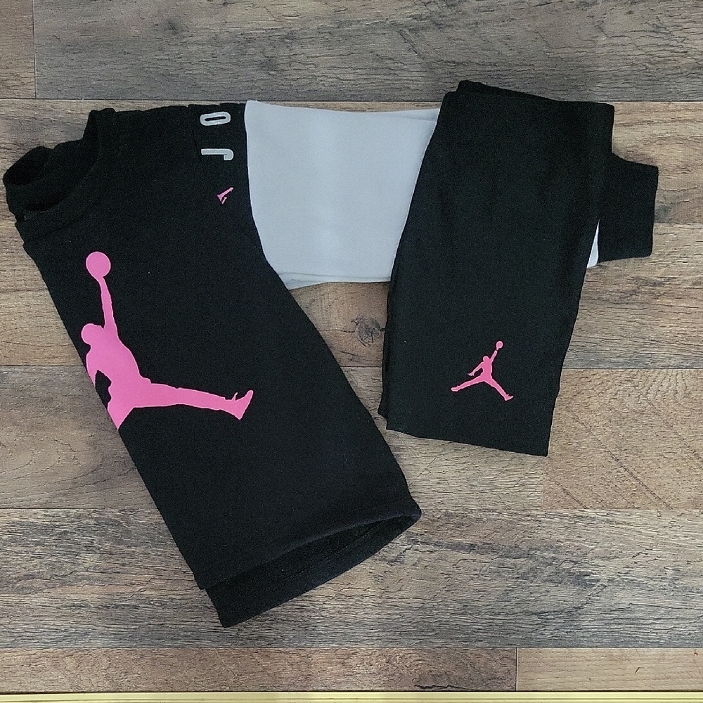 Jordan Kids' Black Joggers with Pink Logo